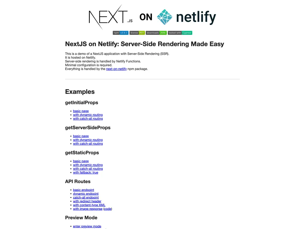 screenshot of Next On Netlify Demo