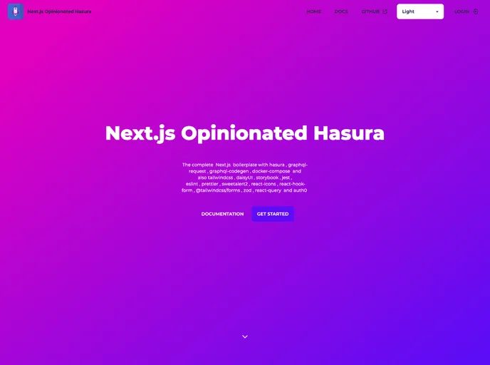 screenshot of Nextjs Opinionated Hasura