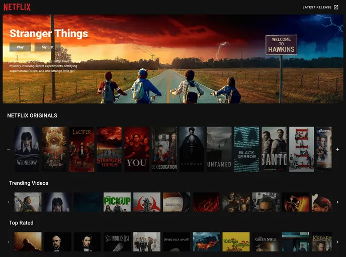 screenshot of Vueflix