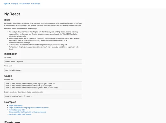 screenshot of NgReact