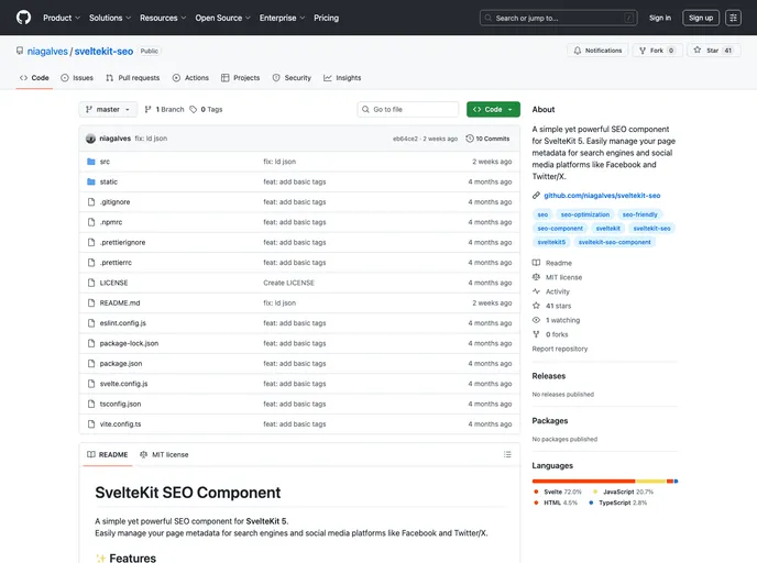 screenshot of Sveltekit Seo