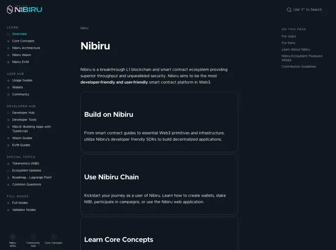 screenshot of Docs Nibiru