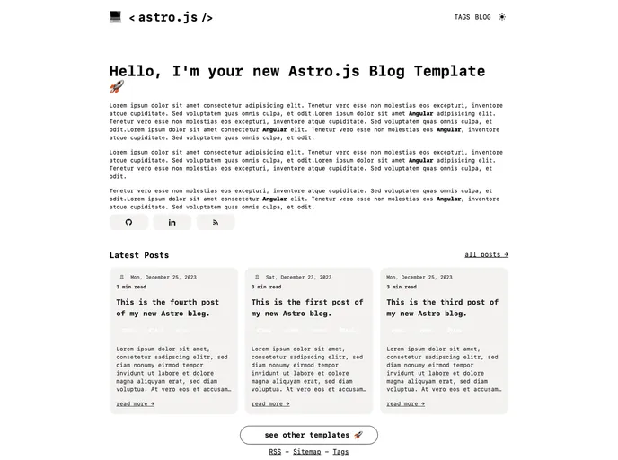 Astro Tech Blog screenshot