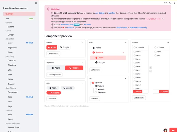 screenshot of StreamlitAntdComponentsDemo