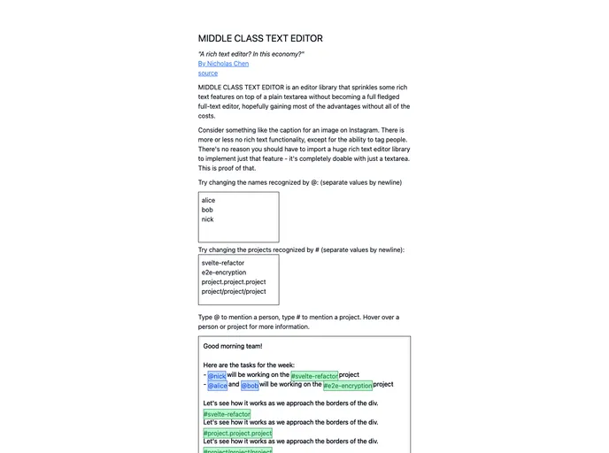 screenshot of Middle Class Text Editor