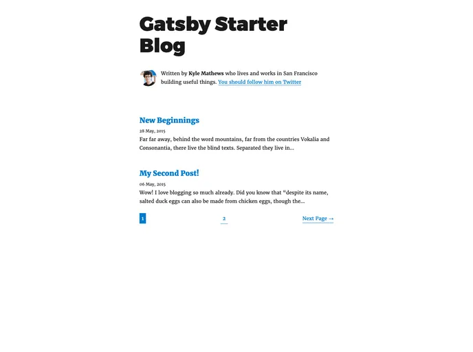 screenshot of Gatsby Paginated Blog