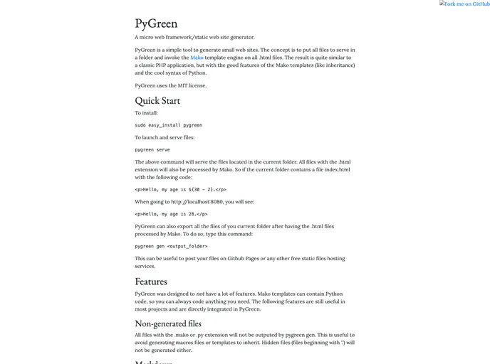 screenshot of Pygreen