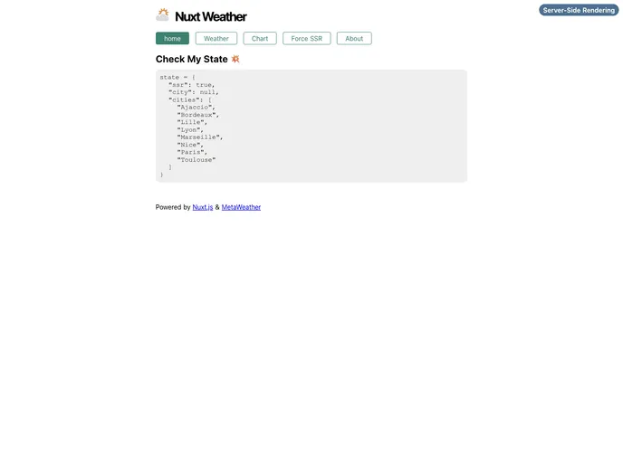 screenshot of Nuxt Weather