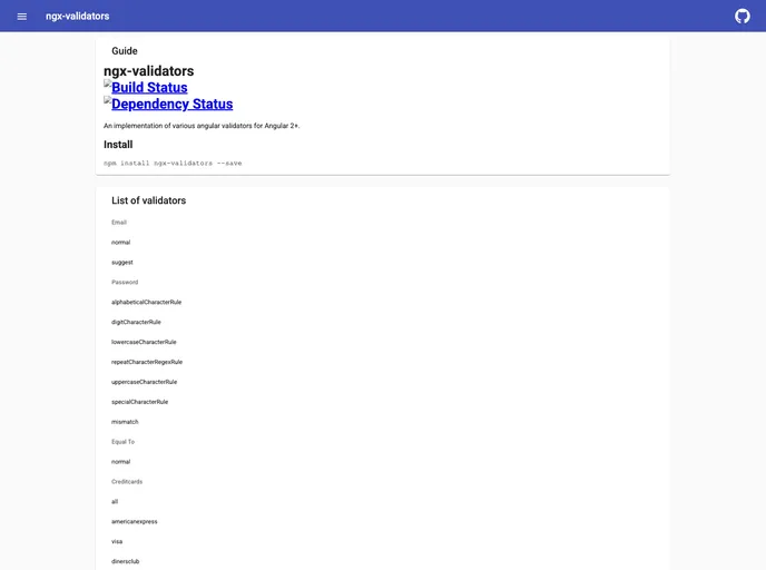 screenshot of Ngx Validators