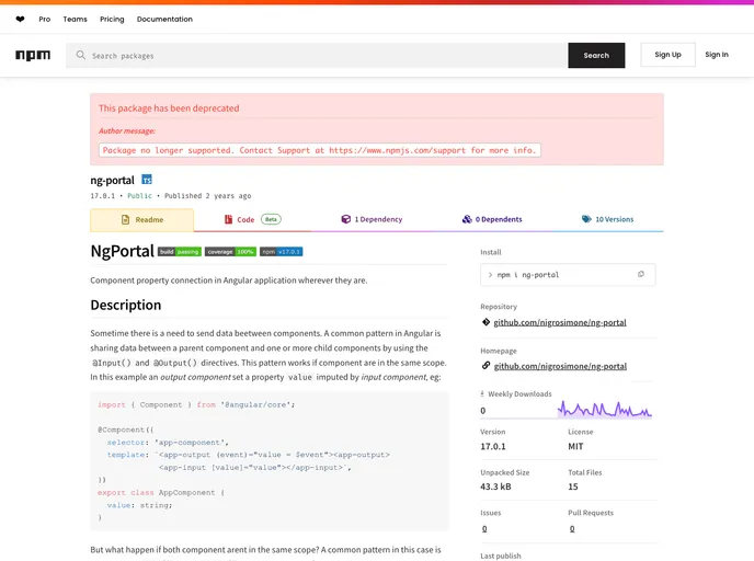 screenshot of Ng Portal