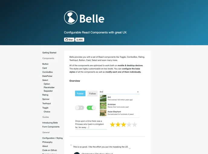 screenshot of Belle