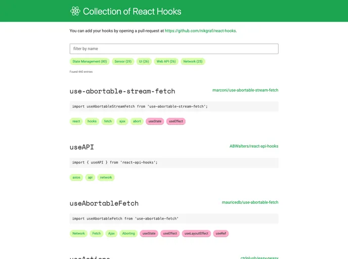 screenshot of React Hooks