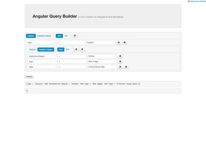 screenshot of Angular Query Builder