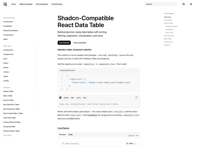 Niko Table screenshot