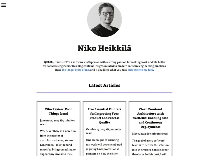screenshot of Nikoheikkila.fi