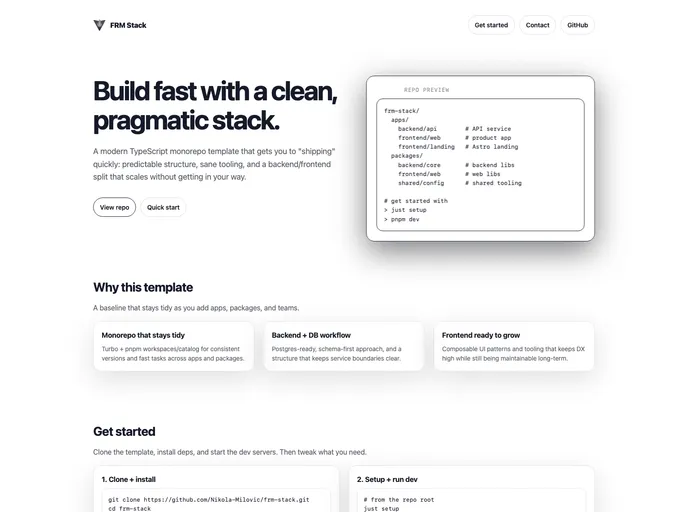 screenshot of Frm Stack
