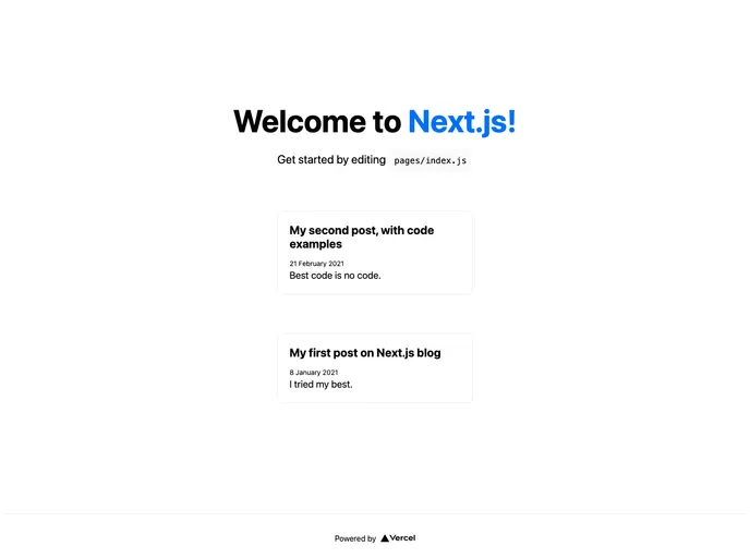 screenshot of Nextjs Blog Starter