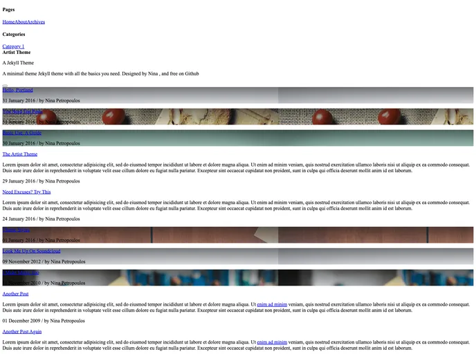 screenshot of Artist Theme