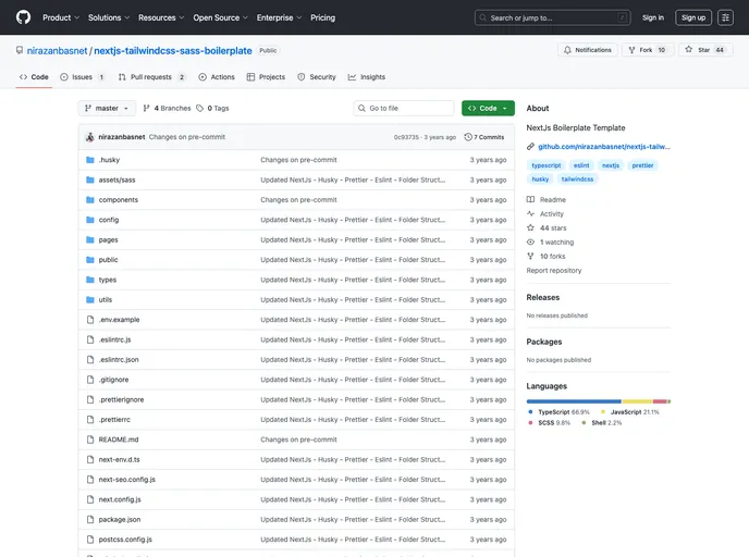 screenshot of Nextjs Tailwindcss Sass Boilerplate