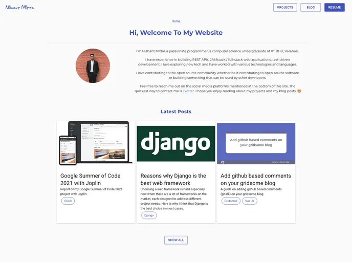 screenshot of Personal Site V1