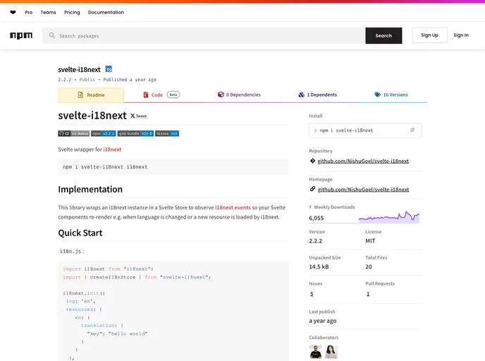 screenshot of Svelte I18next