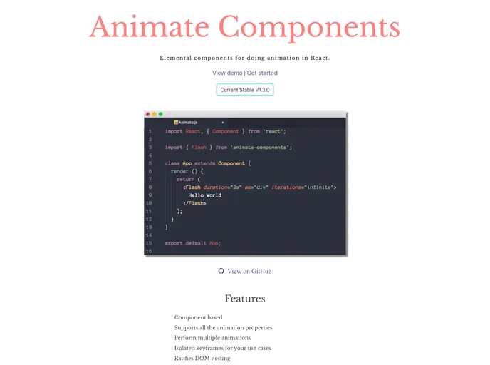 screenshot of Animate Components