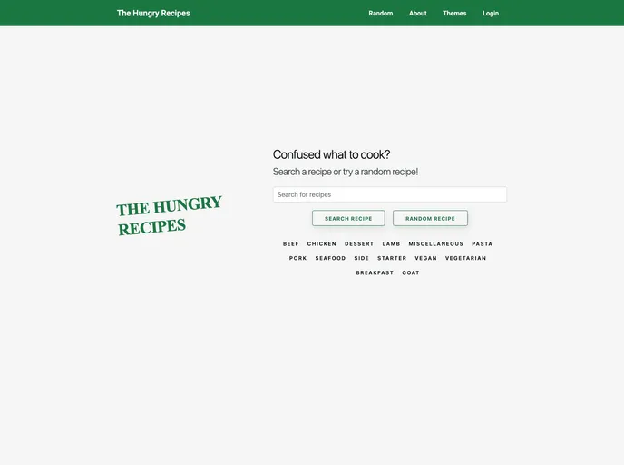 screenshot of TheHungryRecipesApp