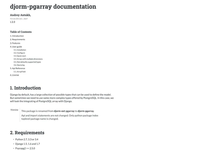 screenshot of Djorm Pgarray