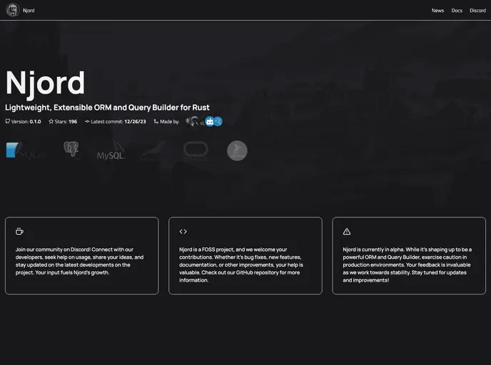 screenshot of Website