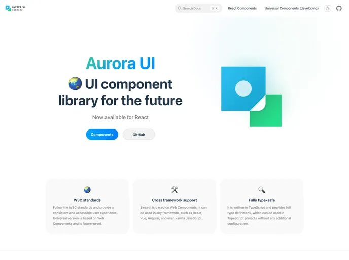 screenshot of Aurora UI