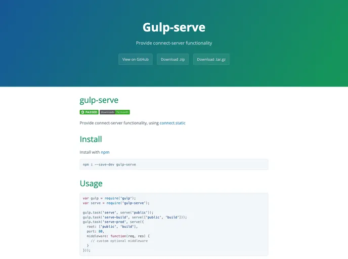 screenshot of Gulp Serve