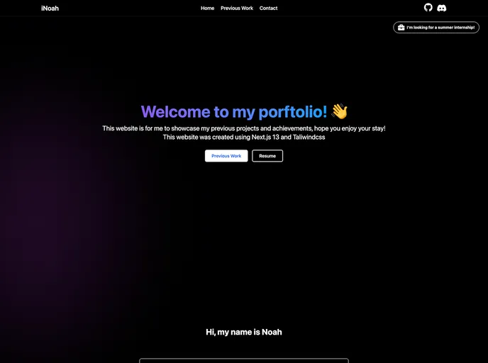 screenshot of Portfolio Website