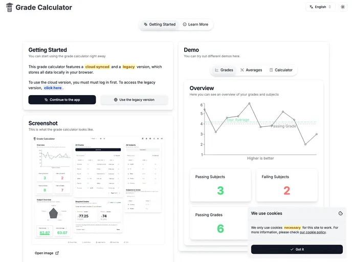 screenshot of Grade Calculator
