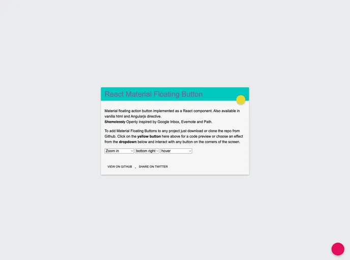 screenshot of React Material Floating Button
