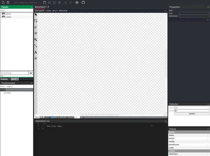 screenshot of Web Component Designer