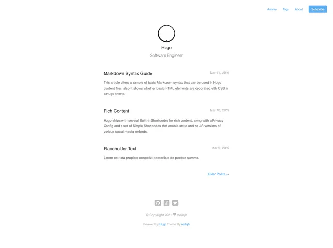 Hugo Theme Mini screenshot