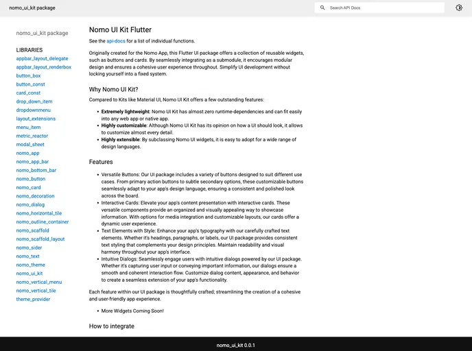 screenshot of Nomo UI Kit
