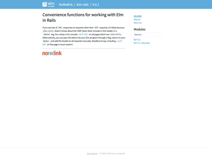 screenshot of Elm Rails