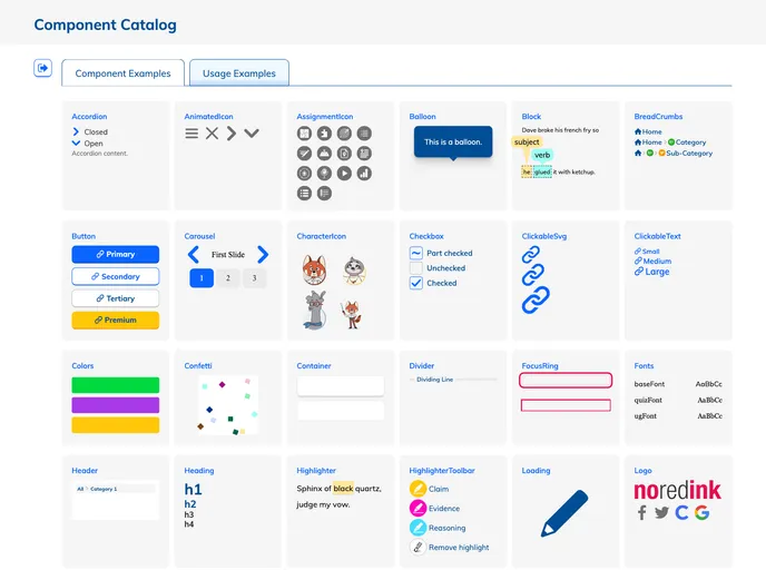 screenshot of Noredink UI