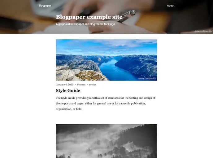 screenshot of Blogpaper