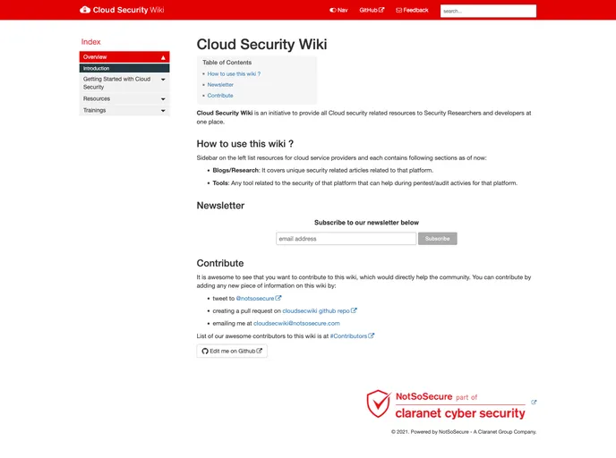 screenshot of Cloud Sec Wiki