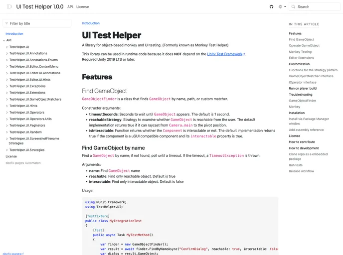 screenshot of Test Helper.ui