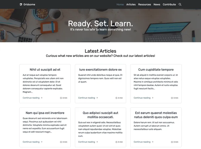 screenshot of Gridsome Starter Articles