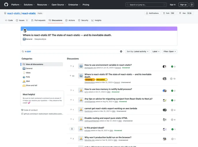 React Static screenshot