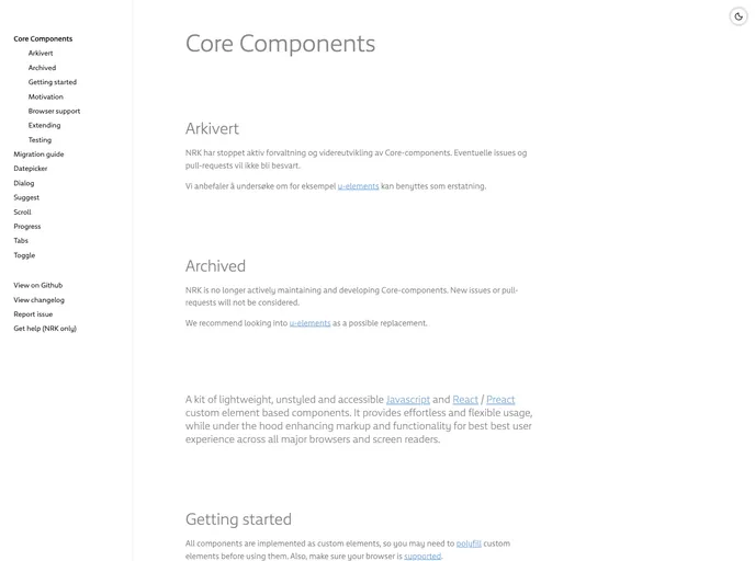 Core Components screenshot