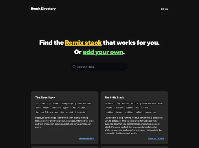 screenshot of Remix Directory