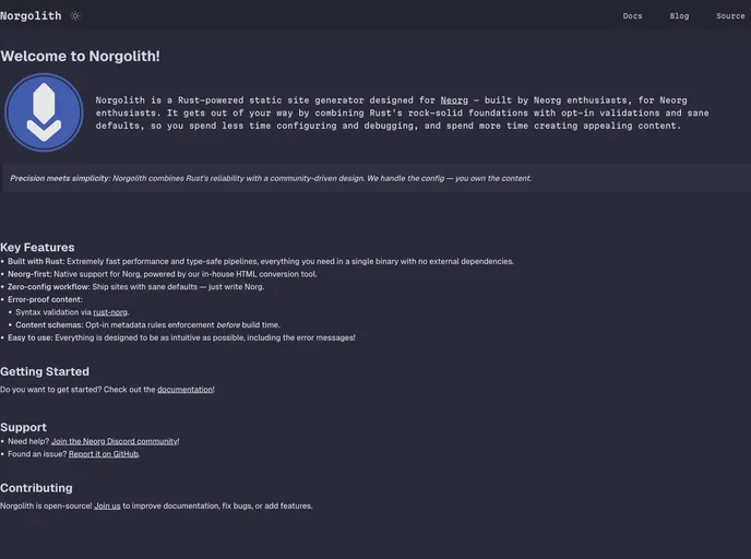 screenshot of Norgolith