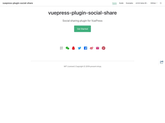screenshot of Vuepress Plugin Social Share