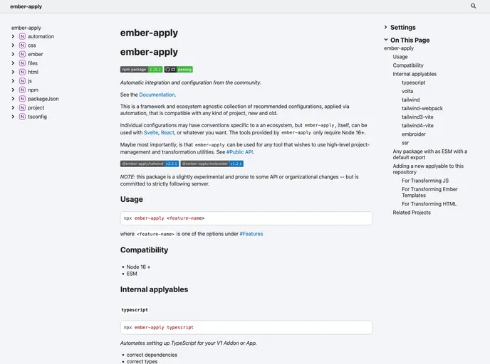 screenshot of Ember Apply