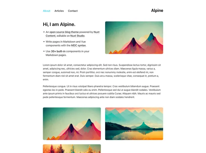 screenshot of Alpine Starter